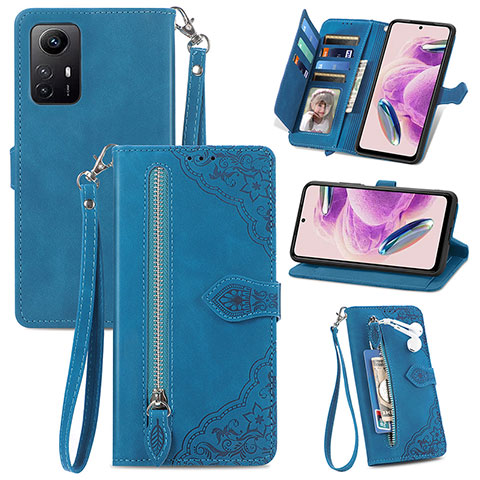 Custodia Portafoglio In Pelle Cover con Supporto S06D per Xiaomi Redmi Note 12S Blu