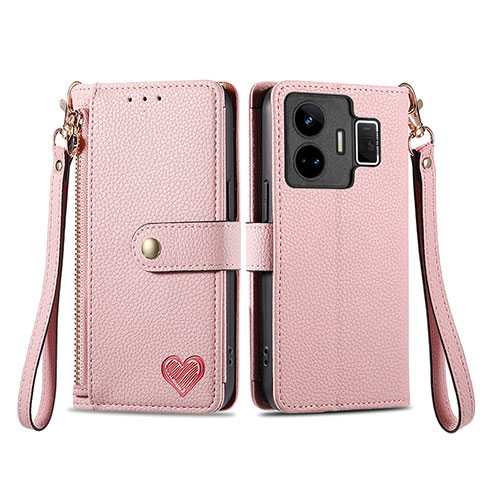 Custodia Portafoglio In Pelle Cover con Supporto S07D per Realme GT Neo5 5G Rosa