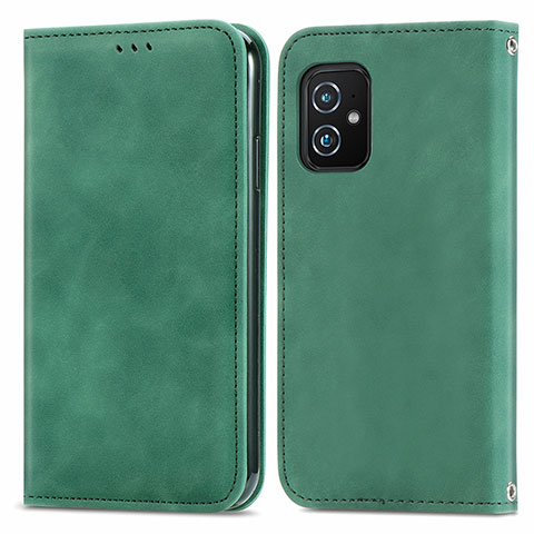 Custodia Portafoglio In Pelle Cover con Supporto S08D per Asus ZenFone 8 Mini Verde