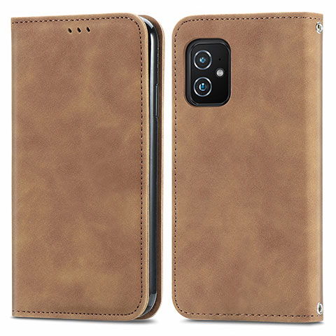 Custodia Portafoglio In Pelle Cover con Supporto S08D per Asus Zenfone 8 ZS590KS Marrone