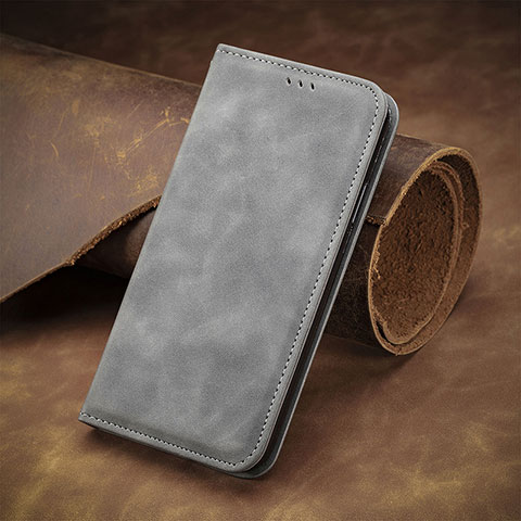 Custodia Portafoglio In Pelle Cover con Supporto S08D per Huawei Nova Y61 Grigio