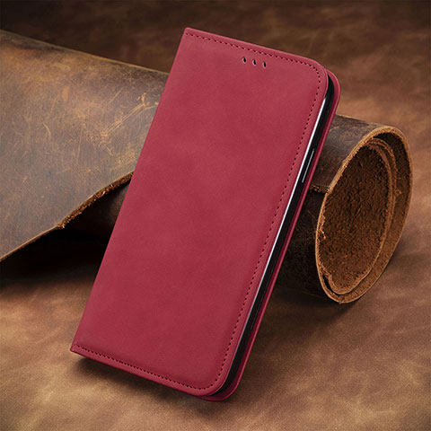 Custodia Portafoglio In Pelle Cover con Supporto S08D per Motorola Moto G13 Rosso