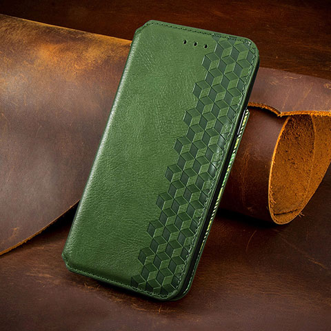 Custodia Portafoglio In Pelle Cover con Supporto S08D per Samsung Galaxy S23 Plus 5G Verde