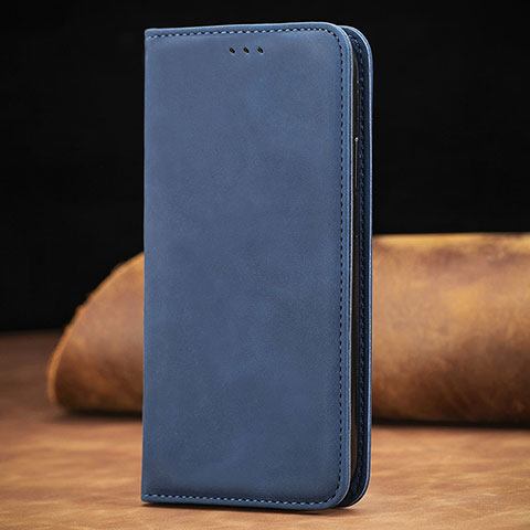 Custodia Portafoglio In Pelle Cover con Supporto S08D per Xiaomi Redmi 9 Blu