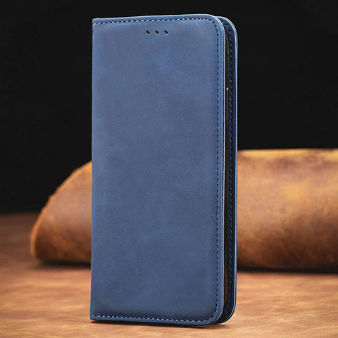 Custodia Portafoglio In Pelle Cover con Supporto S08D per Xiaomi Redmi 9T 4G Blu