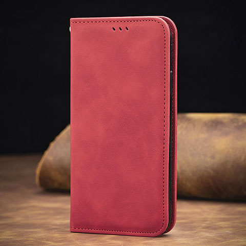 Custodia Portafoglio In Pelle Cover con Supporto S08D per Xiaomi Redmi Note 10 5G Rosso