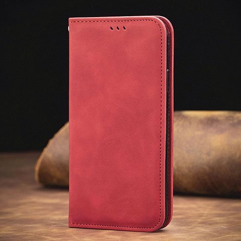 Custodia Portafoglio In Pelle Cover con Supporto S08D per Xiaomi Redmi Note 10 Pro 4G Rosso