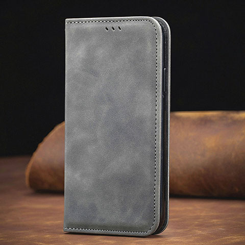 Custodia Portafoglio In Pelle Cover con Supporto S08D per Xiaomi Redmi Note 10 Pro Max Grigio