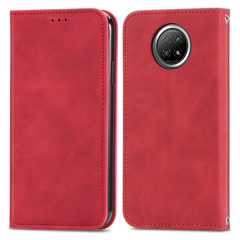 Custodia Portafoglio In Pelle Cover con Supporto S08D per Xiaomi Redmi Note 9 5G Rosso