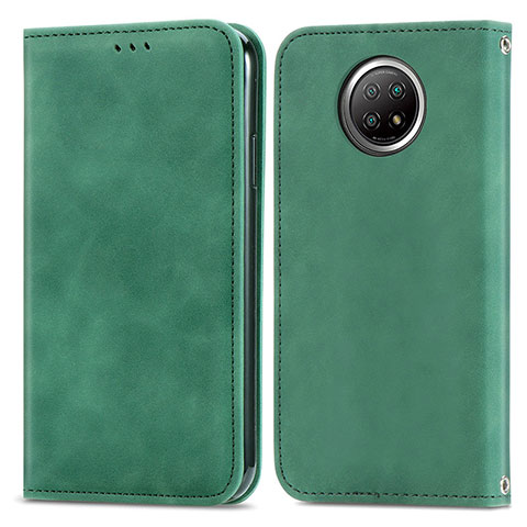 Custodia Portafoglio In Pelle Cover con Supporto S08D per Xiaomi Redmi Note 9 5G Verde