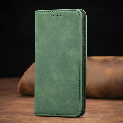 Custodia Portafoglio In Pelle Cover con Supporto S08D per Xiaomi Redmi Note 9 Verde