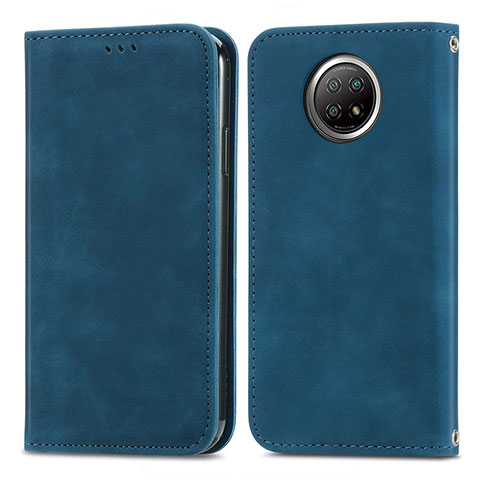 Custodia Portafoglio In Pelle Cover con Supporto S08D per Xiaomi Redmi Note 9T 5G Blu