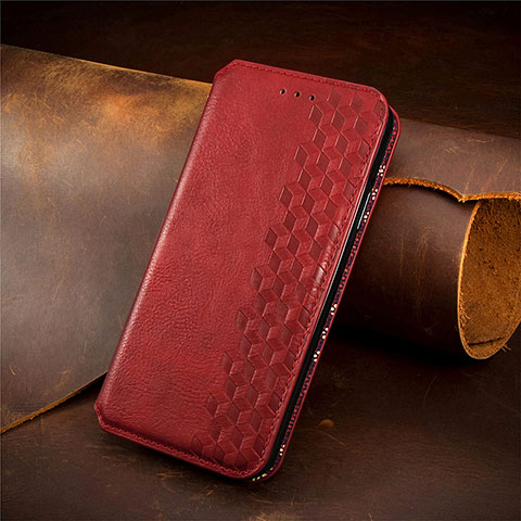 Custodia Portafoglio In Pelle Cover con Supporto S09D per Oppo A17K Rosso