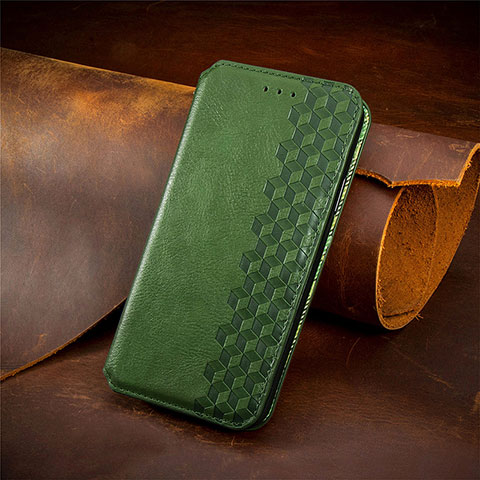 Custodia Portafoglio In Pelle Cover con Supporto S09D per Sharp Aquos R8 Verde