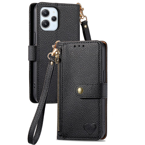 Custodia Portafoglio In Pelle Cover con Supporto S15D per Xiaomi Redmi 12 4G Nero