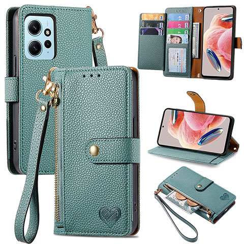 Custodia Portafoglio In Pelle Cover con Supporto S15D per Xiaomi Redmi Note 12 4G Verde