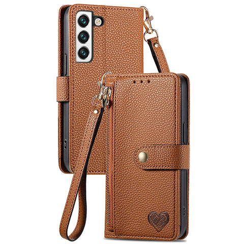 Custodia Portafoglio In Pelle Cover con Supporto S16D per Samsung Galaxy S22 Plus 5G Marrone