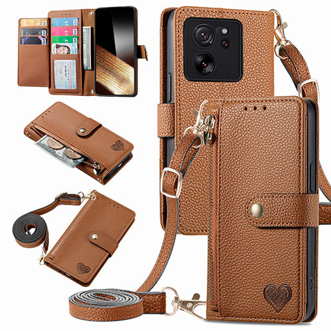 Custodia Portafoglio In Pelle Cover con Supporto S16D per Xiaomi Redmi K60 Ultra 5G Marrone