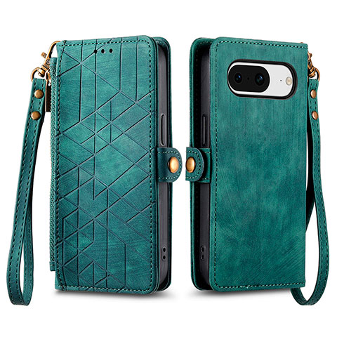 Custodia Portafoglio In Pelle Cover con Supporto S17D per Google Pixel 8 5G Verde