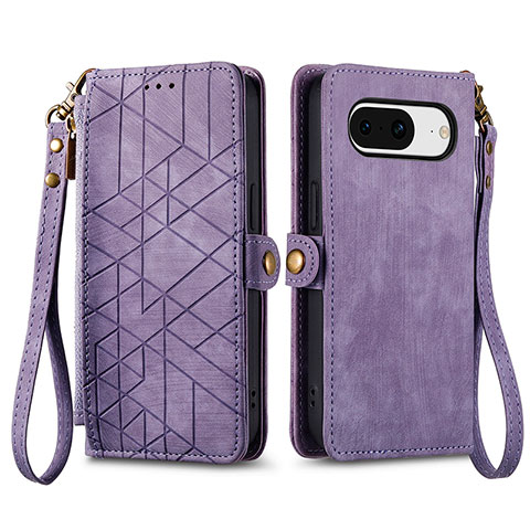 Custodia Portafoglio In Pelle Cover con Supporto S17D per Google Pixel 8 5G Viola