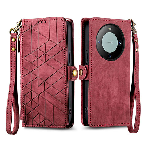 Custodia Portafoglio In Pelle Cover con Supporto S17D per Huawei Mate 60 Pro+ Plus Rosso