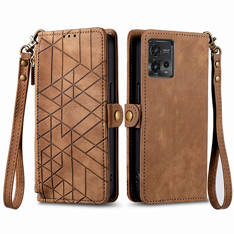 Custodia Portafoglio In Pelle Cover con Supporto S17D per Motorola Moto G72 Marrone