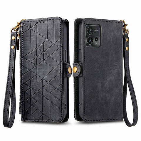 Custodia Portafoglio In Pelle Cover con Supporto S17D per Motorola Moto G72 Nero