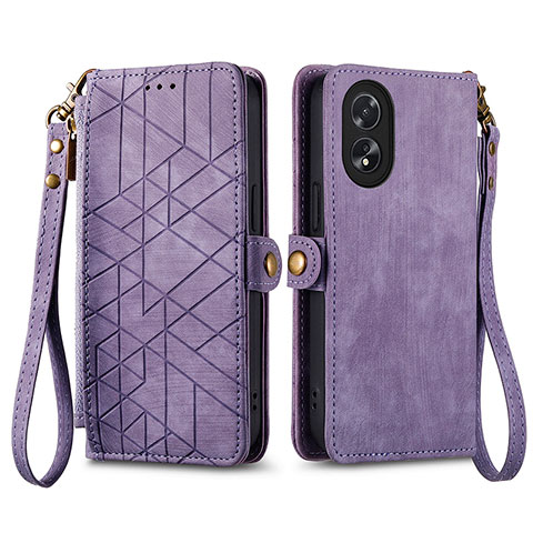 Custodia Portafoglio In Pelle Cover con Supporto S17D per Oppo A18 Viola