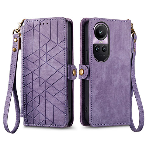 Custodia Portafoglio In Pelle Cover con Supporto S17D per Oppo Reno10 Pro 5G Viola