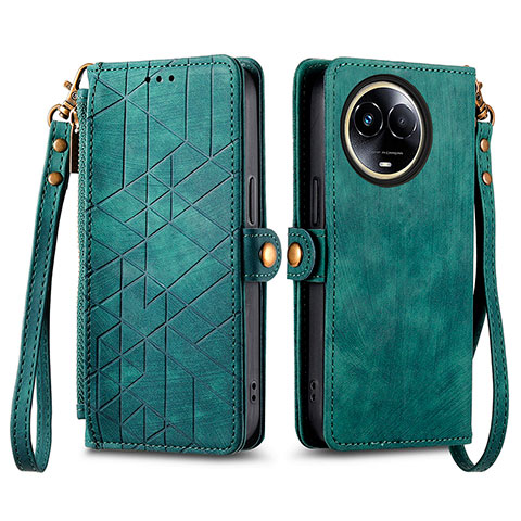 Custodia Portafoglio In Pelle Cover con Supporto S17D per Realme V50s 5G Verde