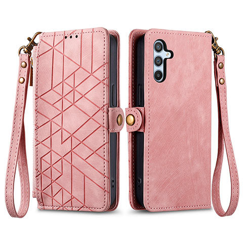 Custodia Portafoglio In Pelle Cover con Supporto S17D per Samsung Galaxy A34 5G Rosa