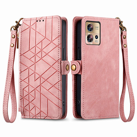 Custodia Portafoglio In Pelle Cover con Supporto S18D per Motorola Moto Edge 30 Fusion 5G Rosa