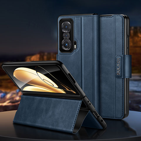 Custodia Portafoglio In Pelle Cover con Supporto SD1 per Huawei Honor Magic V 5G Blu