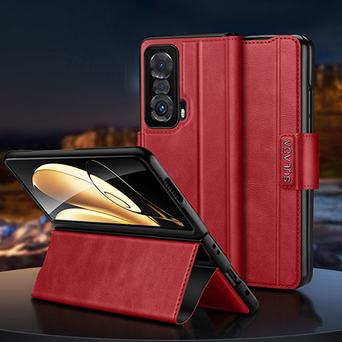 Custodia Portafoglio In Pelle Cover con Supporto SD1 per Huawei Honor Magic V 5G Rosso