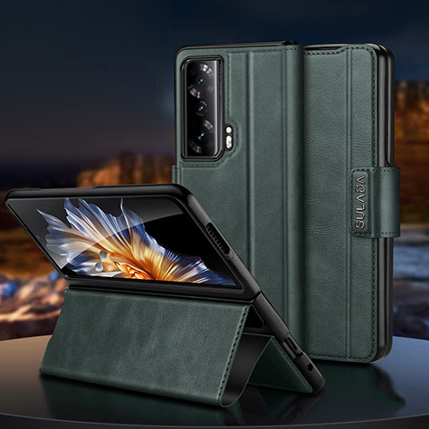 Custodia Portafoglio In Pelle Cover con Supporto SD1 per Huawei Honor Magic Vs Ultimate 5G Verde