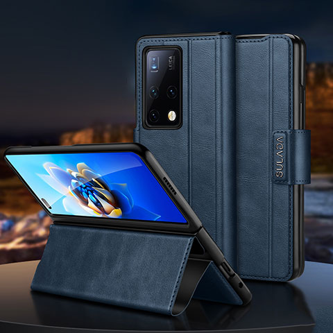 Custodia Portafoglio In Pelle Cover con Supporto SD1 per Huawei Mate X2 Blu