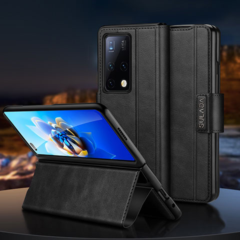 Custodia Portafoglio In Pelle Cover con Supporto SD1 per Huawei Mate X2 Nero