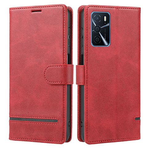 Custodia Portafoglio In Pelle Cover con Supporto SY1 per Oppo A16 Rosso