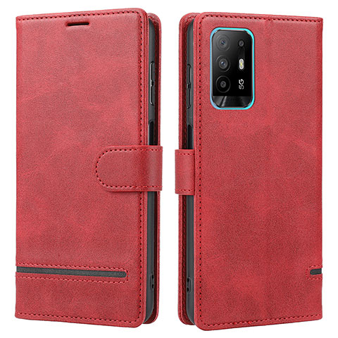 Custodia Portafoglio In Pelle Cover con Supporto SY1 per Oppo A95 5G Rosso