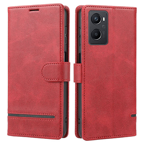 Custodia Portafoglio In Pelle Cover con Supporto SY1 per Oppo A96 5G Rosso