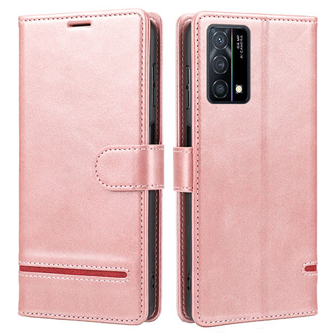 Custodia Portafoglio In Pelle Cover con Supporto SY1 per Oppo K9 5G Rosa