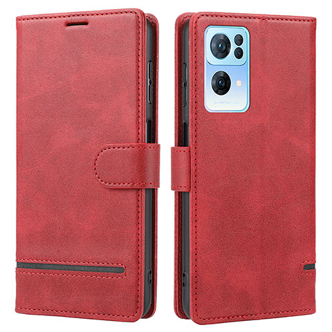 Custodia Portafoglio In Pelle Cover con Supporto SY1 per Oppo Reno7 Pro 5G Rosso