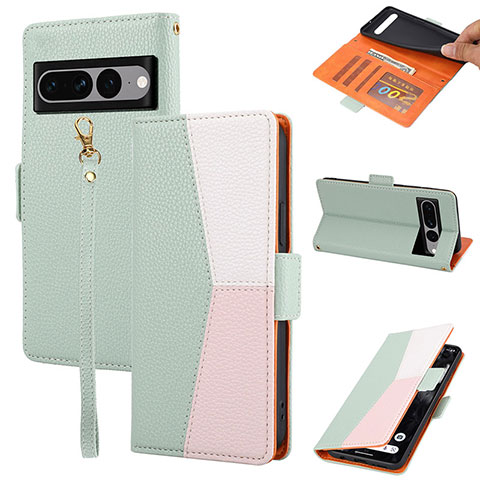 Custodia Portafoglio In Pelle Cover con Supporto SY2 per Google Pixel 7 Pro 5G Verde