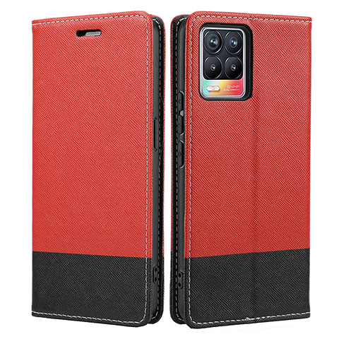 Custodia Portafoglio In Pelle Cover con Supporto SY2 per Realme 8 4G Rosso