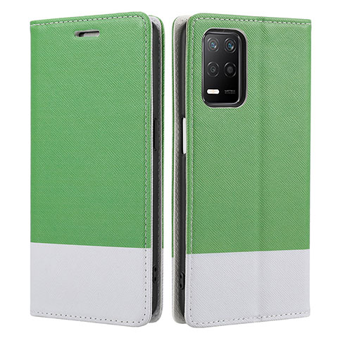 Custodia Portafoglio In Pelle Cover con Supporto SY2 per Realme Narzo 30 5G Verde