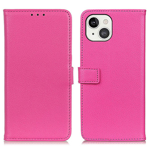 Custodia Portafoglio In Pelle Cover con Supporto T01 per Apple iPhone 14 Plus Rosa Caldo