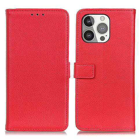 Custodia Portafoglio In Pelle Cover con Supporto T01 per Apple iPhone 16 Pro Rosso