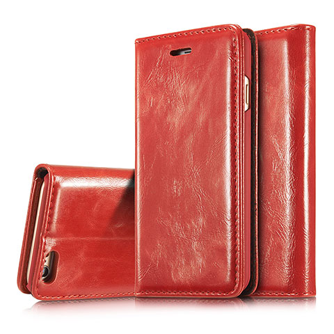 Custodia Portafoglio In Pelle Cover con Supporto T01 per Apple iPhone 6 Plus Rosso