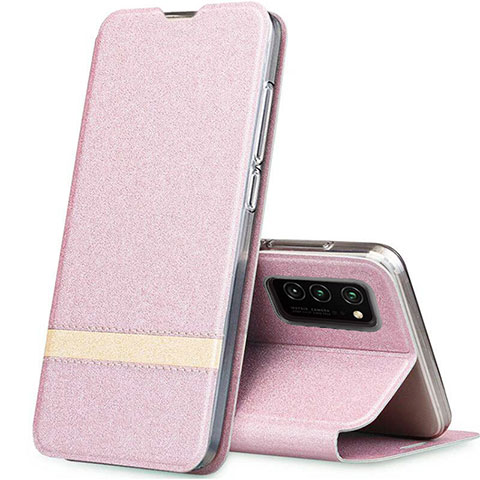 Custodia Portafoglio In Pelle Cover con Supporto T01 per Huawei Honor View 30 5G Oro Rosa