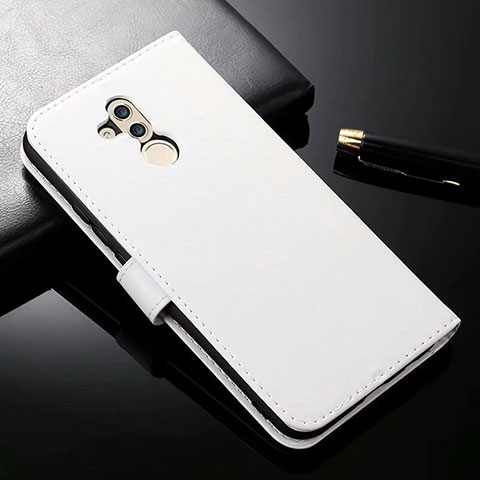 Custodia Portafoglio In Pelle Cover con Supporto T01 per Huawei Mate 20 Lite Bianco